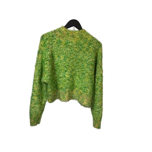 Free People Stardust Sweater green yellow fuzzy combo women Small Y2K Retro NWOT - Picture 6 of 11